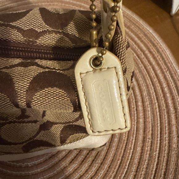 Coach Mini Handbag - Optic C Tan brown Stripe Leather Strap 90s Y2K - Picture 10 of 16